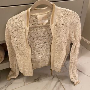 Anthropologie white lace jacket